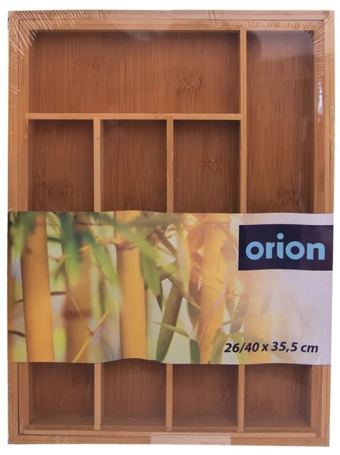 Nastavitelný organizér do šuplíku, příborník - ORION bambusový 26 - 40 x 36 cm