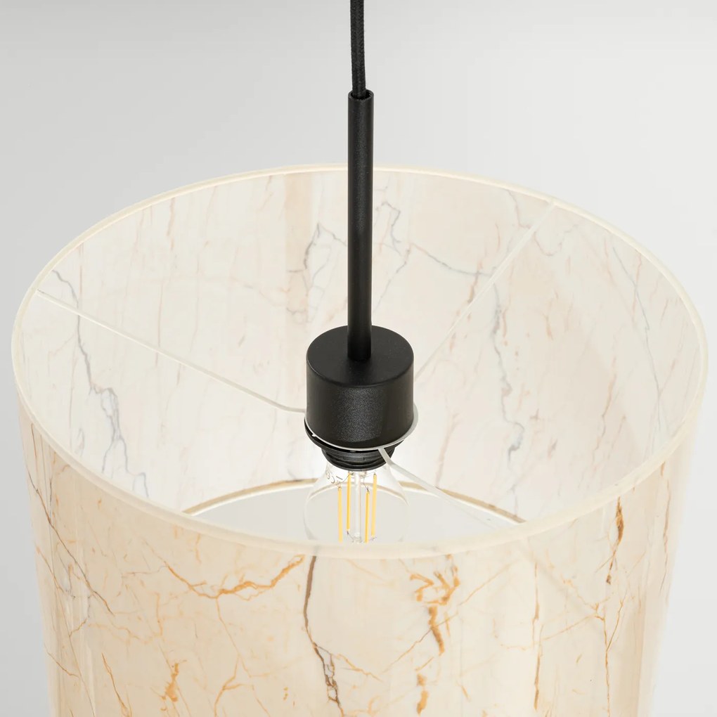 Závesné svietidlo Nevia, 1x textilné tienidlo so vzorom, b