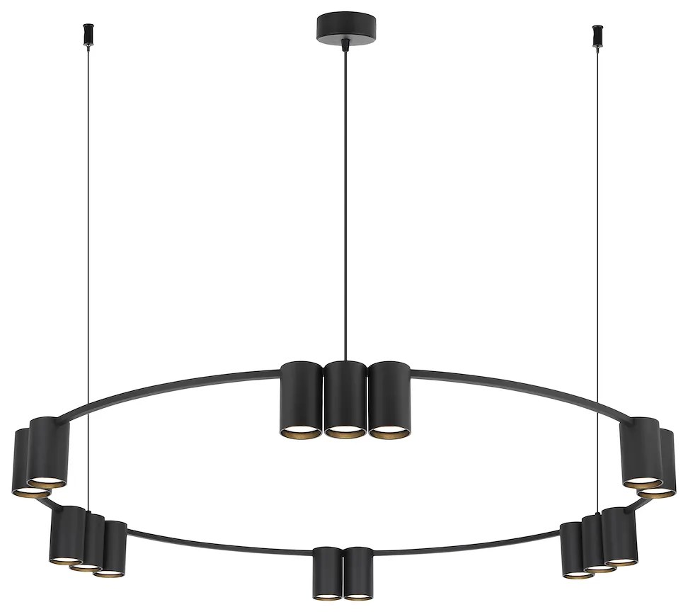 Závesné svietidlo Genesis, 15x čierne kovové tienidlo, o