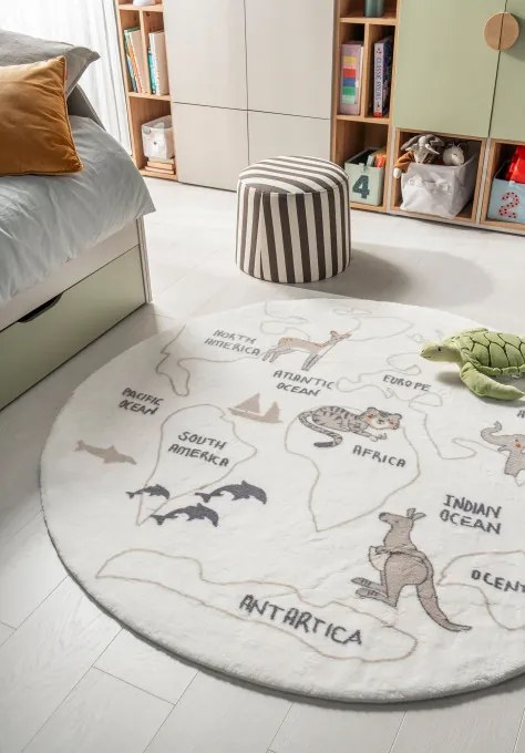 Koberec SOFTY Kids Animals World kruh