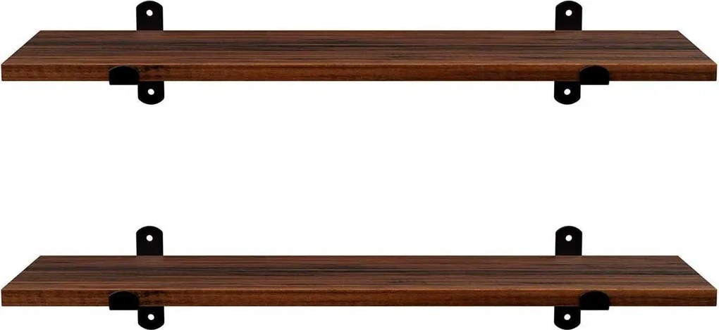 Súprava nástenných políc, sada 2 ks, 60 x 20 x 7 cm, hnedá a čierna
