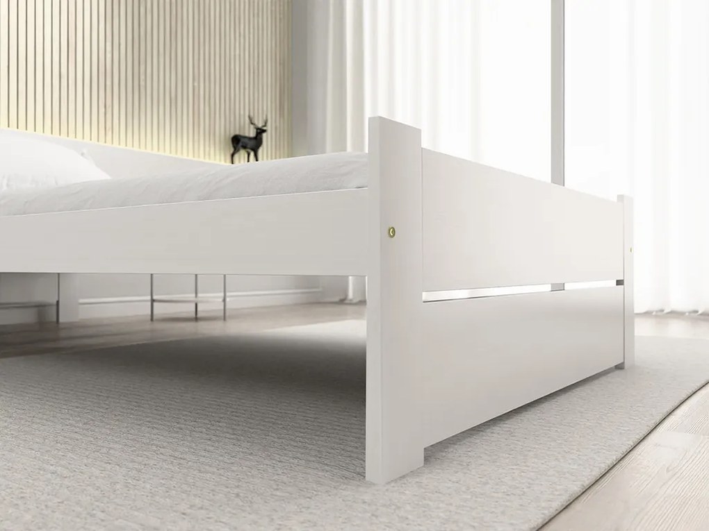 Posteľ IKAROS DOUBLE 90 x 200 cm, biela Rošt: S latkovým roštom, Matrac: Matrac Somnia 18 cm