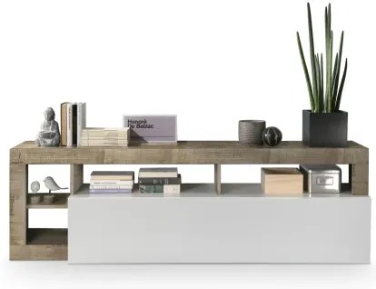 Televízny stolík LENOR biely/hnedý