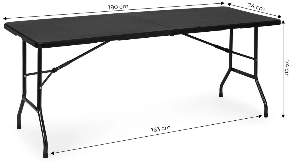 Cateringový stolík 180 cm skladaný, čierny Modern home