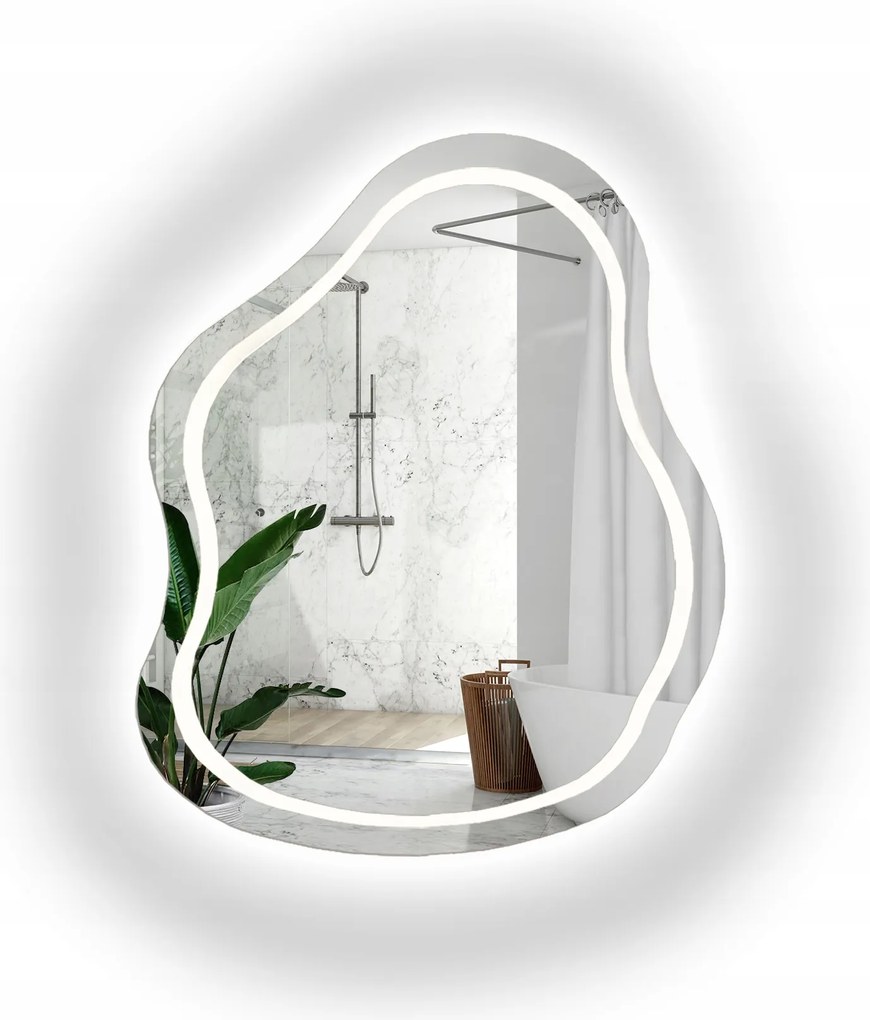 Organické pieskované zrkadlo Stone s Led podsvietením II 150x193