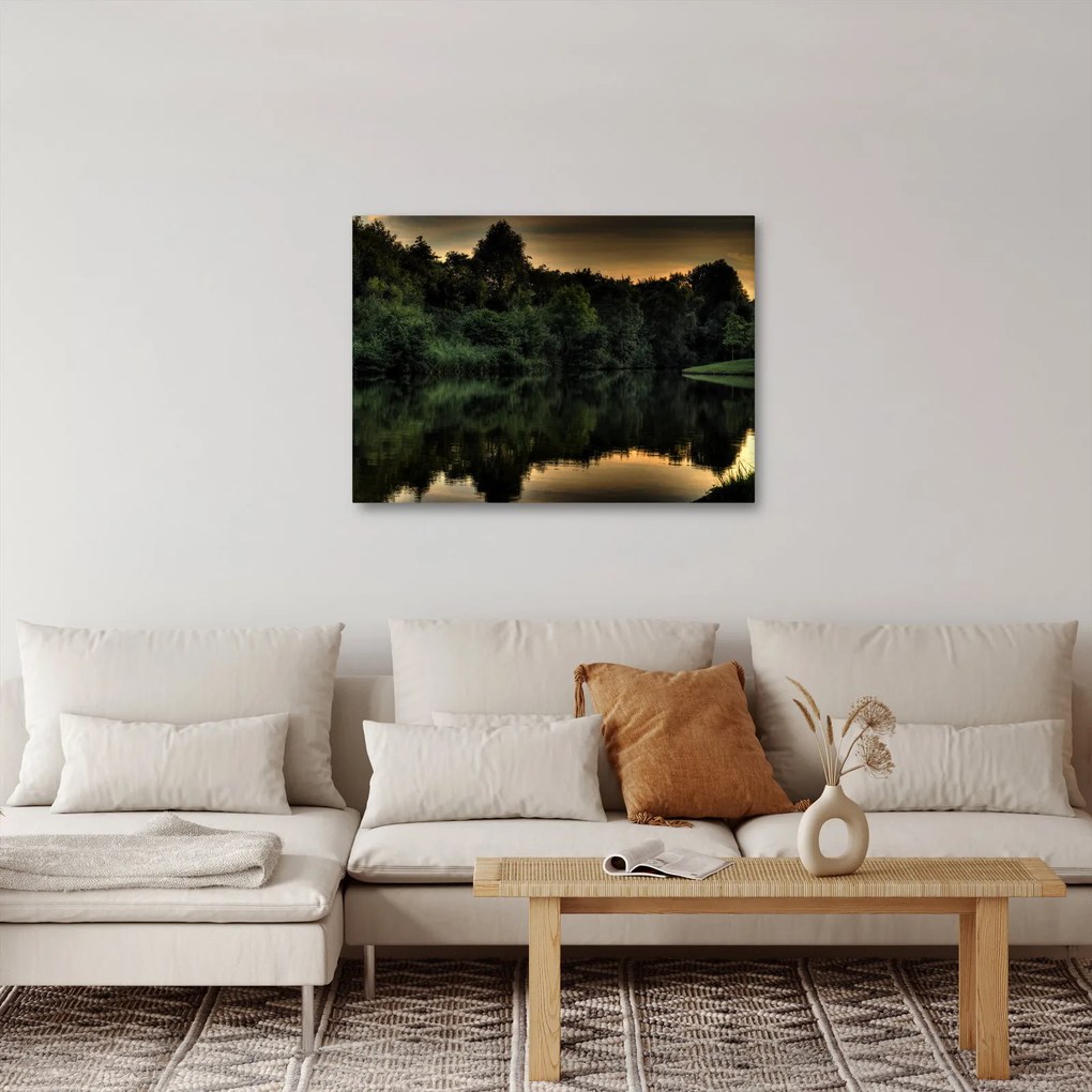 Obraz jazera pri lese (70x50 cm)