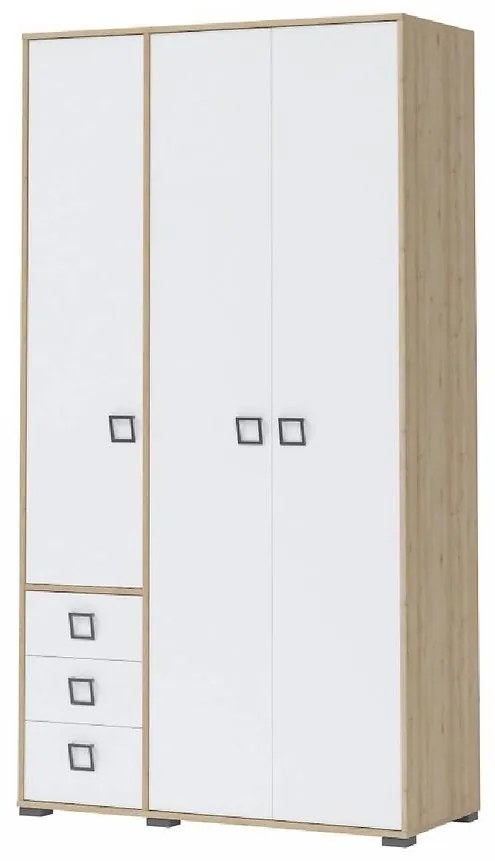 Skriňa 3D3S Kiki P33-BK/KI-15 beech/white