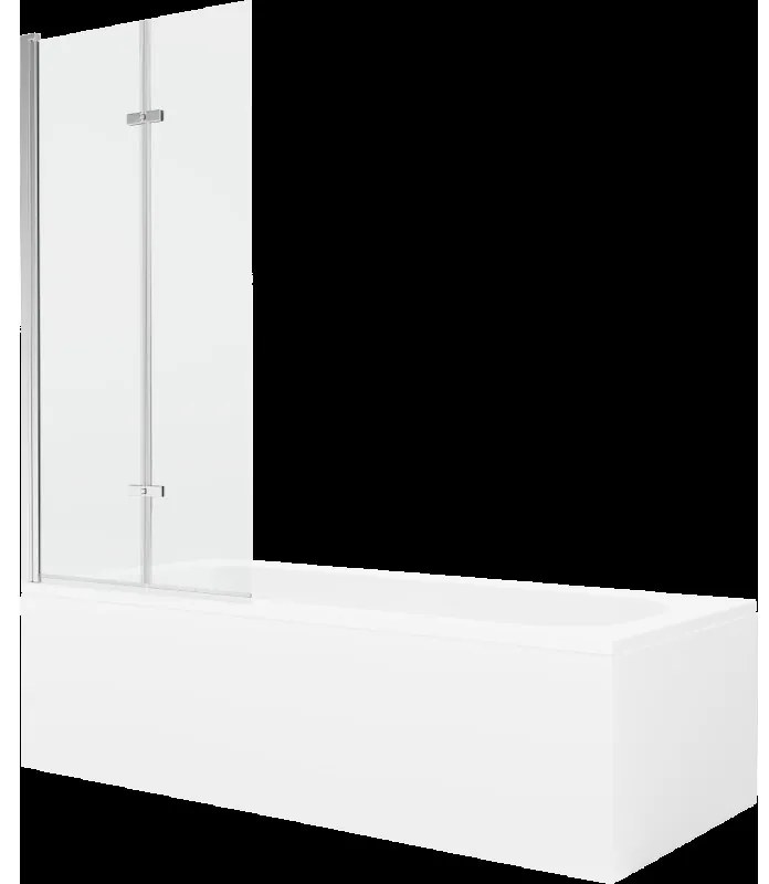 Mexen Vega obdĺžniková vaňa 180 x 80 cm s obkladom a 2-krídlovou zástenou 80 cm, Transparentné, Chrómová - 550118080X9208020100