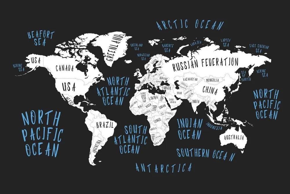 Obraz mapa sveta v modernom prevedení - 90x60