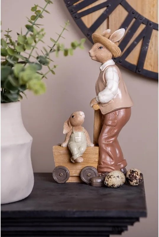 Dekorácia figúrka králik s malým králikom - 12*7*23 cm
