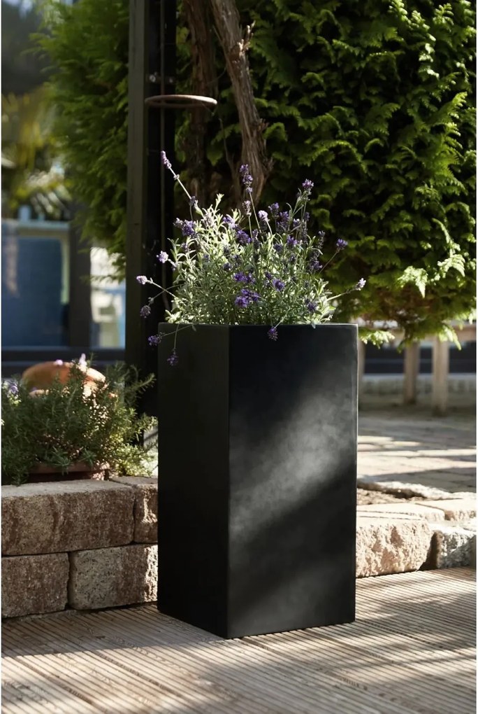Kvetináč BLOCK, sklolaminát, výška 60 cm, antracit