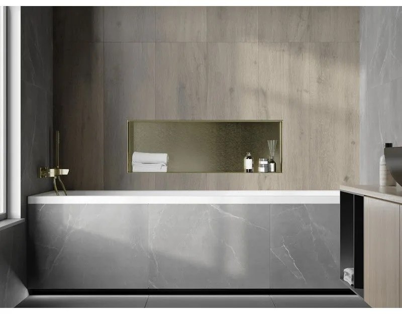 Mexen X-Wall-NR, polička na zapustenie pod obklad bez goliera 90 x 30 cm, zlatá lesklá, 1951903010