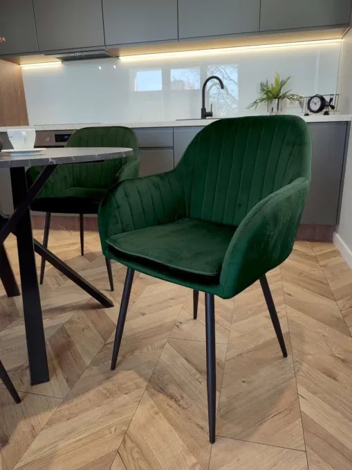 Jedálenská stolička SEVILLA zamatová, tmavozelená