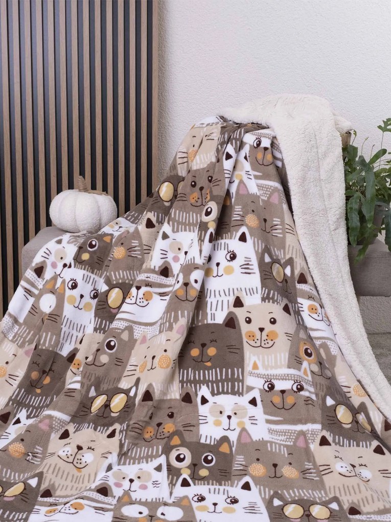 Baránková deka mikroplyš Exclusive 150 × 200 cm – Mačacia invázia