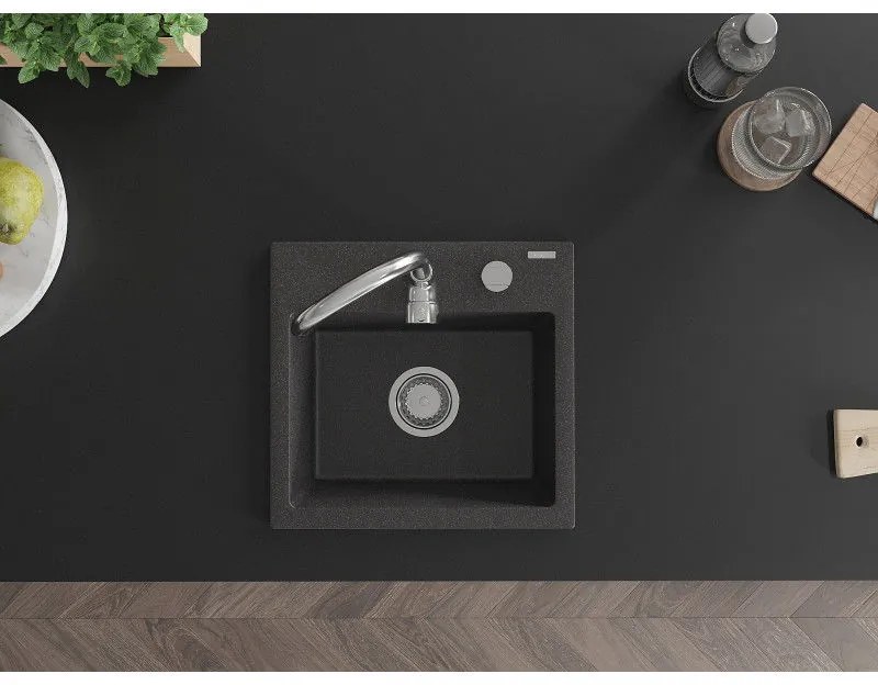Mexen Milo - drez granitový 43,5x41,0cm, 1-komorový, čierna-škvrny, 6505441000-76