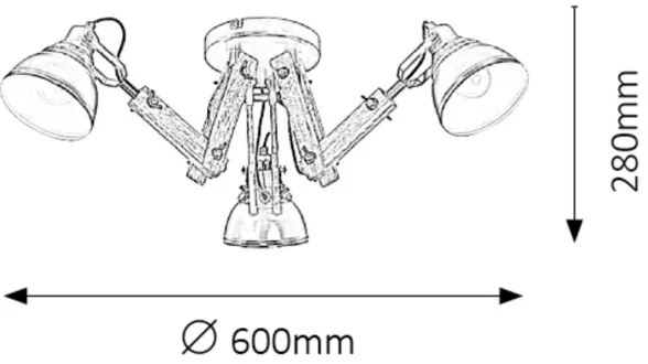 Rabalux 2724 - Prisadený luster AKSEL 3xE14/15W/230V čierna