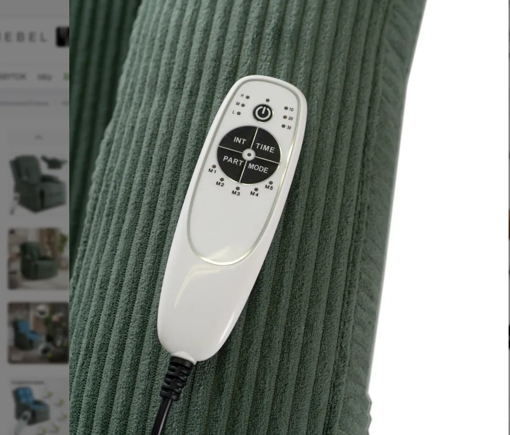 Masážne kreslo BOX Green Corduroy