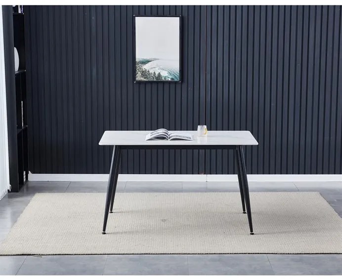 Autronic BONTEC Jedálenský stôl 130x70cm, keramika, mramor, HT-403M GREY Farba: Biela