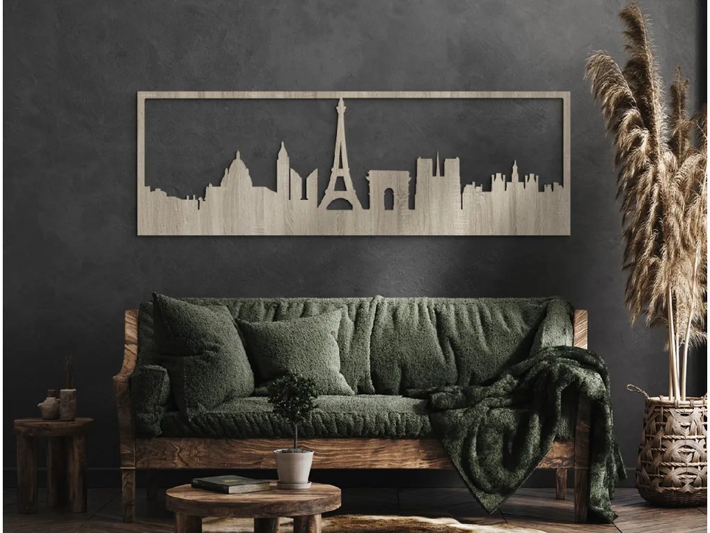 drevko Obraz Paríž panoráma Rozmer obrazu: 29,5 x 89 cm, Farba dekorácie: Čierna