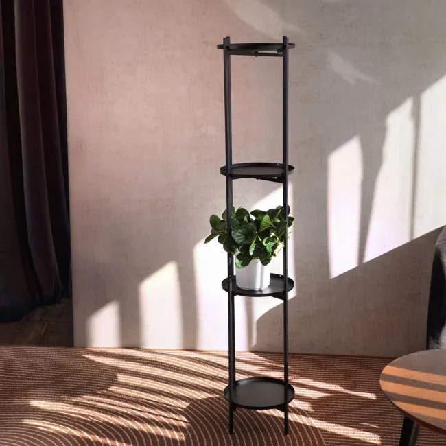 Stojan na kvety ROH štvorposchodový, čierny 876726