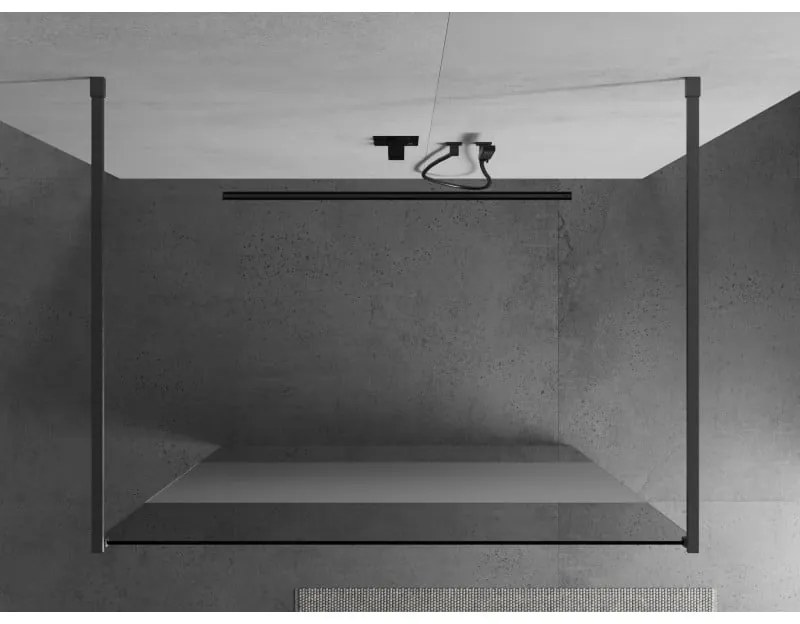 Mexen Kioto, sprchová zástena Walk-In 130 x 200 cm, 8mm číre sklo-námraza, grafitový profil, 800-130-002-66-35