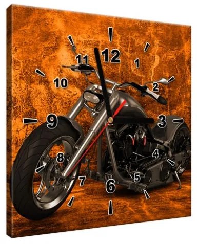 Obraz s hodinami Silná čierna motorka 30x30cm ZP1805A_1AI