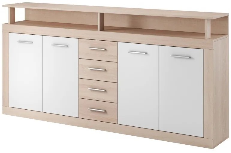 Komoda Luna 190 cm dub sonoma/biela