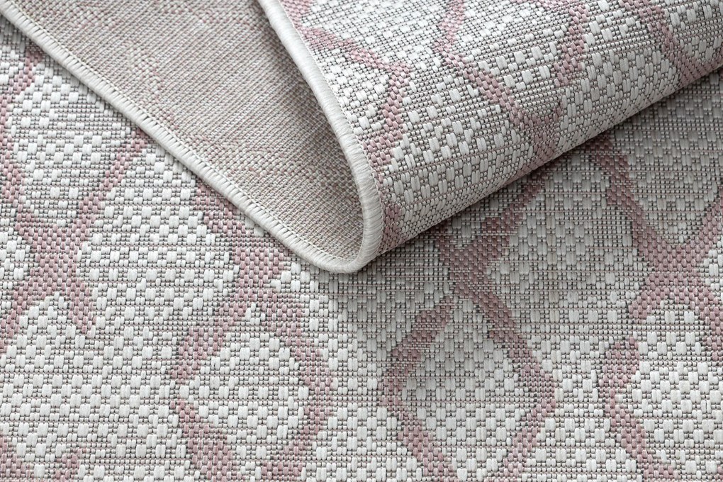 Koberec SISAL SION  MREŽA  22129 ploché  tkanie  ecru / ružová
