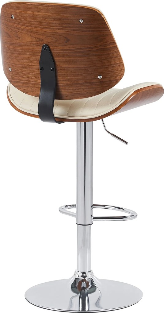 Barová stolička Clawson - koženka, chróm rám - orech/krém