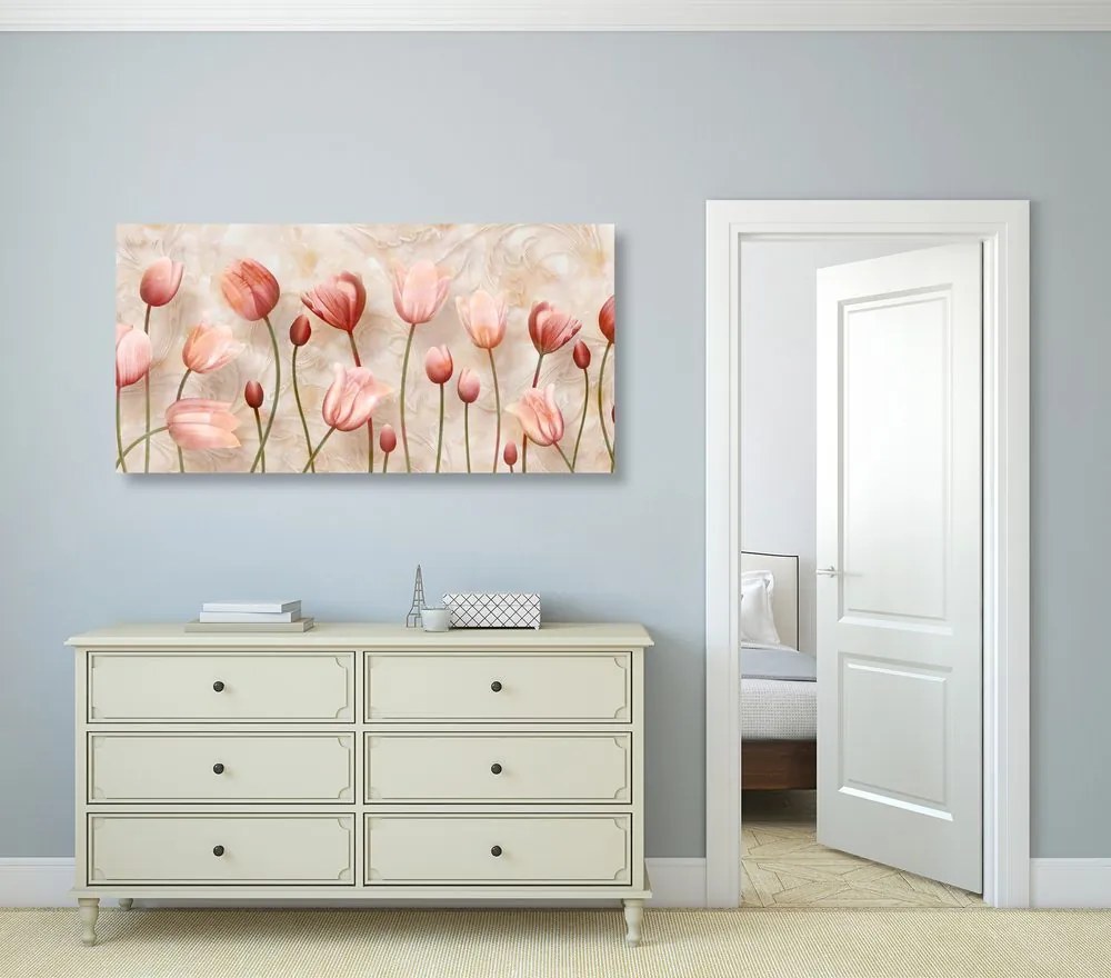 Obraz staroružové tulipány Varianta: 100x50