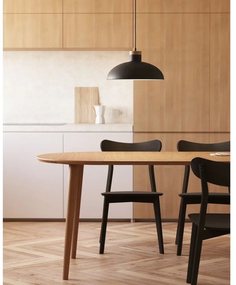 Okrúhly rozkladací jedálenský stôl v dekore duba v prírodnej farbe ø 90 cm Oqui – Kave Home