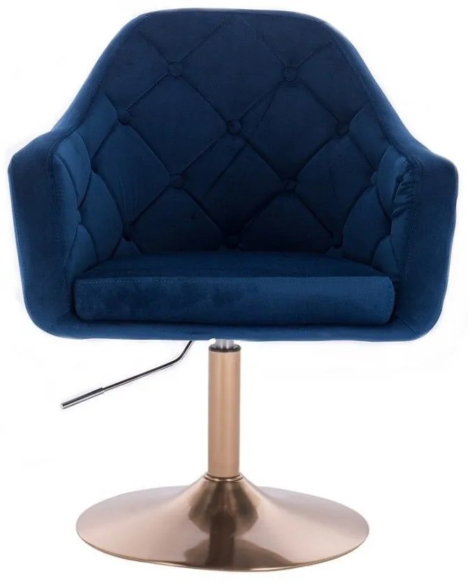 LuxuryForm DESIGN Kreslo ANDORA VELUR na zlatom tanieri - modré