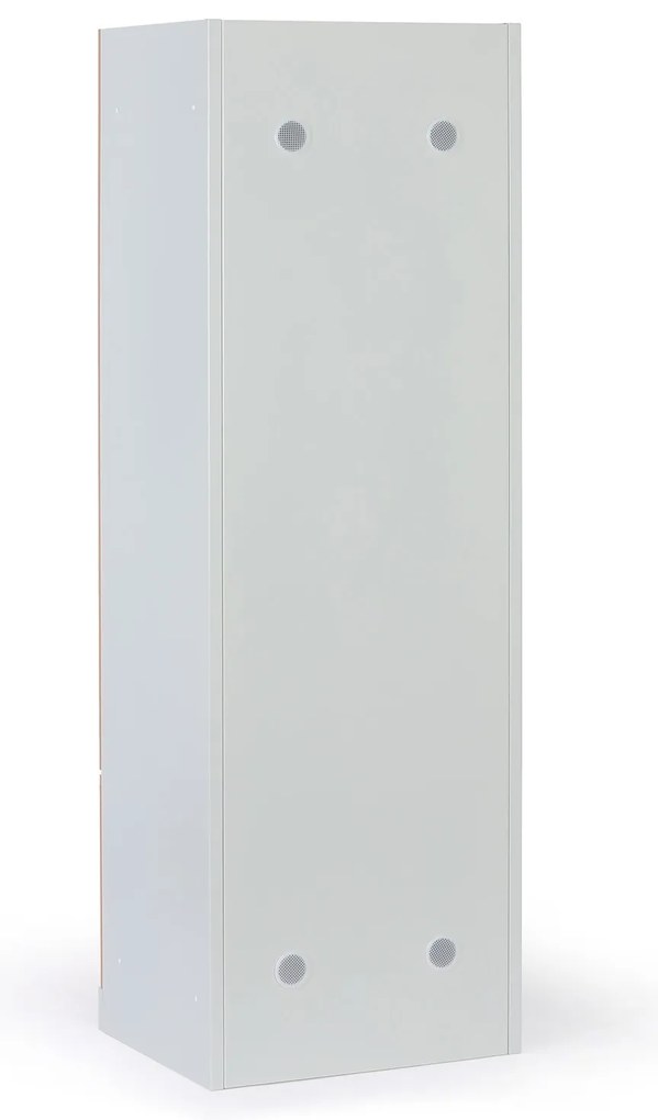 Kovová šatníková skrinka S1 Z, 4 oddiely, 1850 x 600 x 500 mm, demont, zámok s čítačkou RFID kariet, laminované dvere, biela