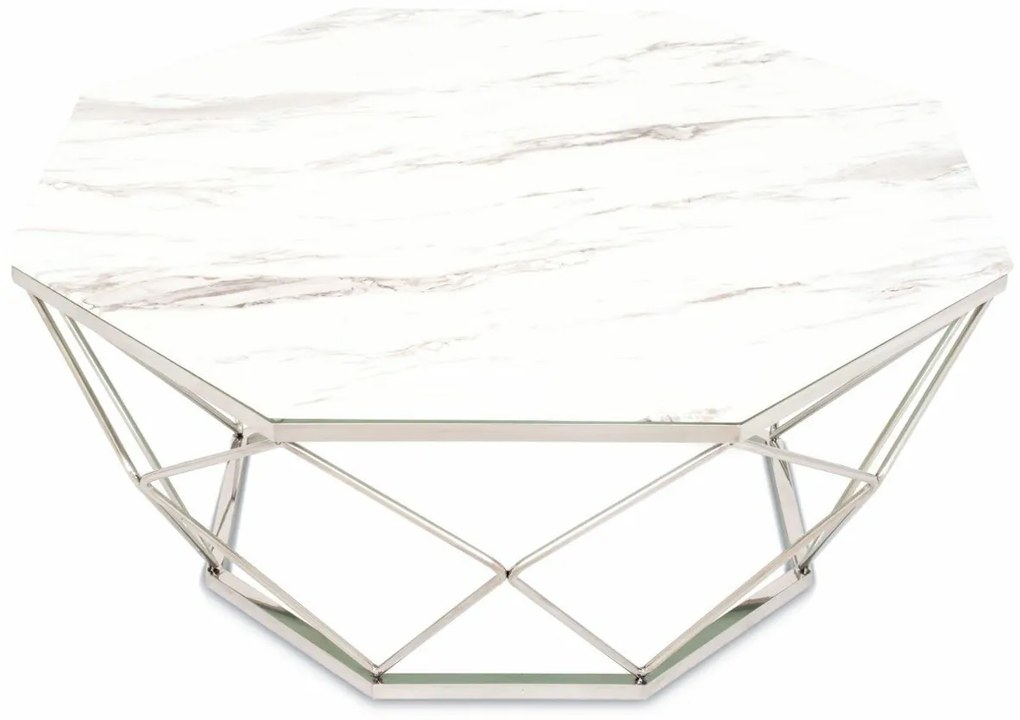 DekorStyle Konferenčný stolík VOLARE 100 cm biely/strieborný