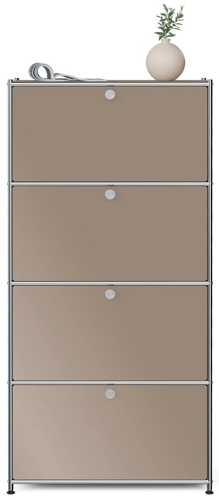 Vysoký kovový regál »CN3« so 4 priehradkami, hnedosivý