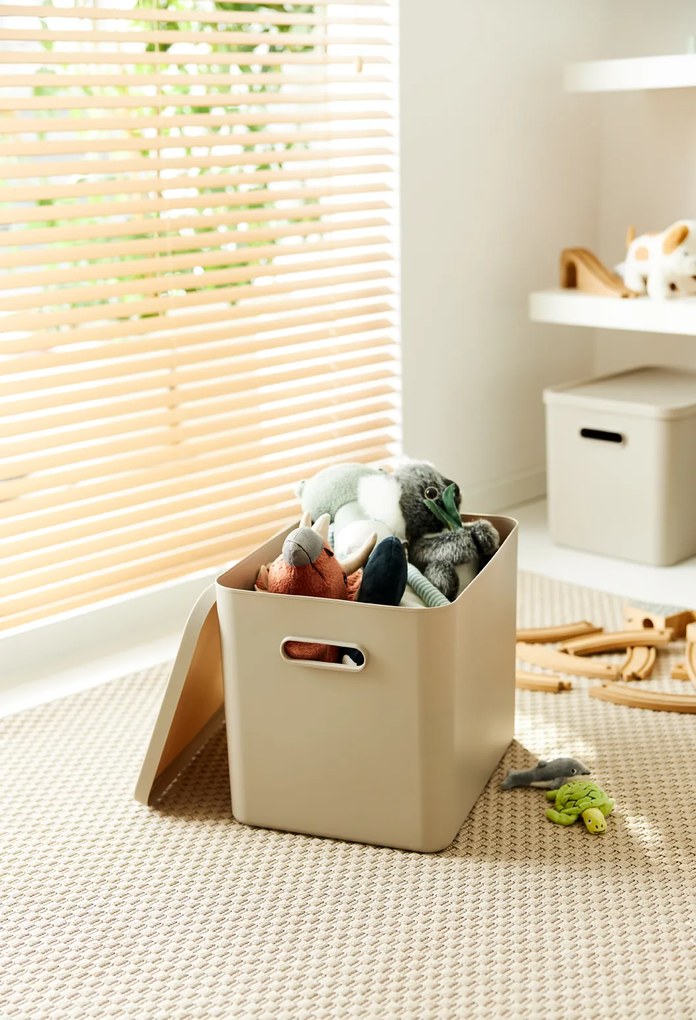 Rotho Úložný box, rovný s víkem, 27l, béžová ALBU LIGHT, 37x29x30