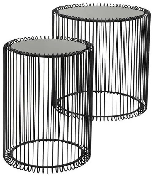 Wire set príručných stolíkov čierny Ø44 cm