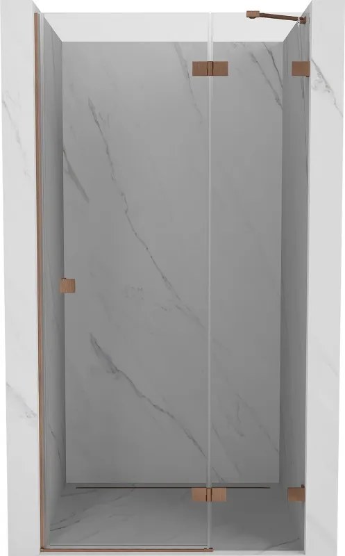 Mexen Lunar, otočné sprchové dvere pravé 90 cm, 8mm číre sklo, medený matný profil, 834-090-000-65-00-P