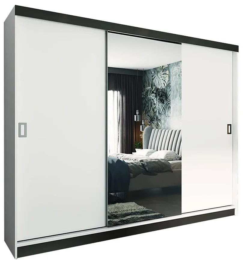 Skriňa Retro 1 200 zrkadlo biely/čierna Mat