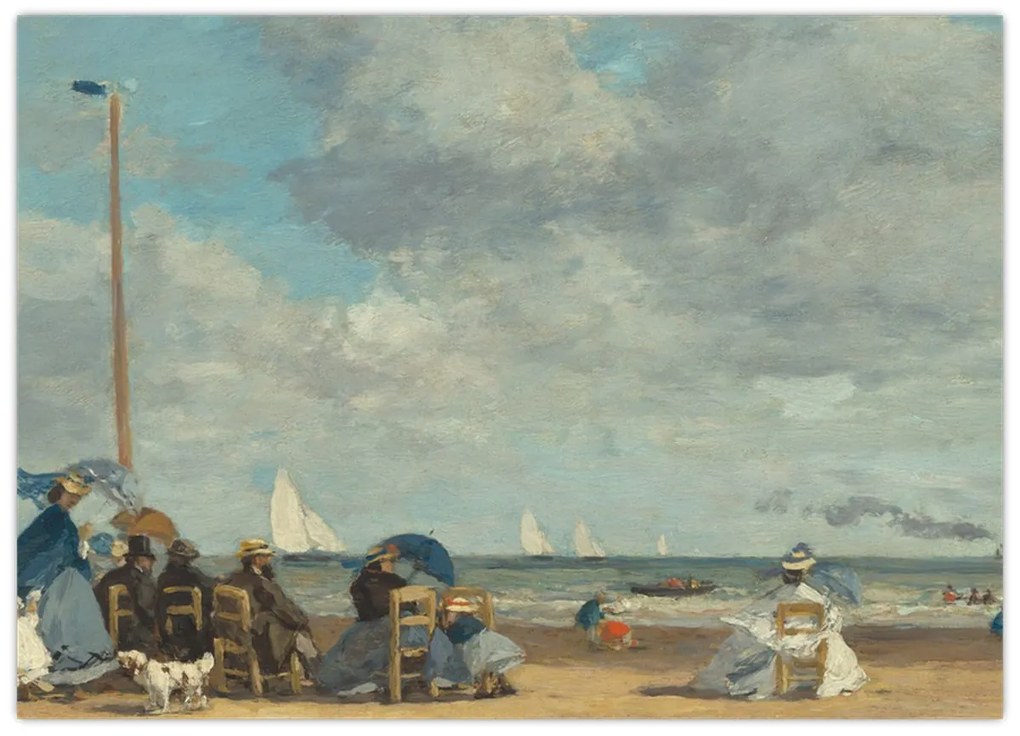 Obraz - Eugène Boudin, Beach at Trouville, reprodukcia (70x50 cm)