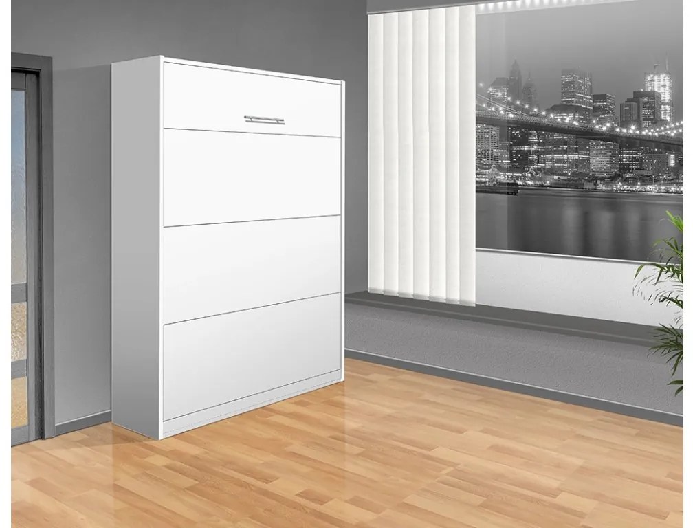 Nabytekmorava Sklápacia posteľ VS 1054 P - 200x160 cm A nosnosť postele: štandardná nosnosť, farba lamina: javor/biele dvere