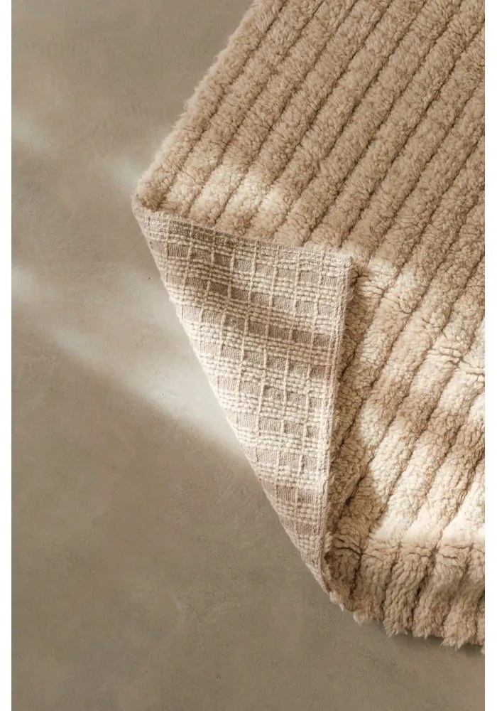 Béžový prateľný/ručne tkaný vlnený behúň 80x230 cm Unexpected Wool – Lorena Canals