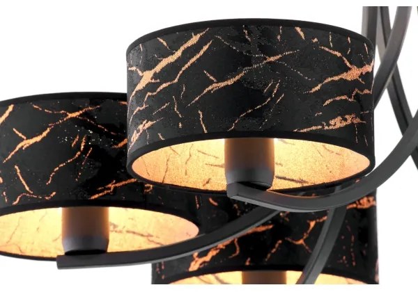 Jupiter 2108- Luster na reťazi ARTHUR 6xE27/15W/230V čierna/oranžová/mramorový dekor