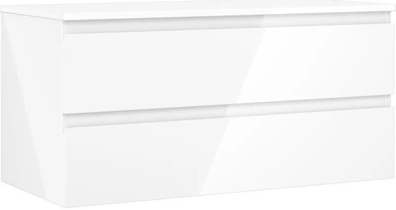 Mexen Orio, kúpeľňová skrinka 100 cm s hornou časťou, 2 zásuvky, biela lesklá, 91A10-10047-2-BFFC00