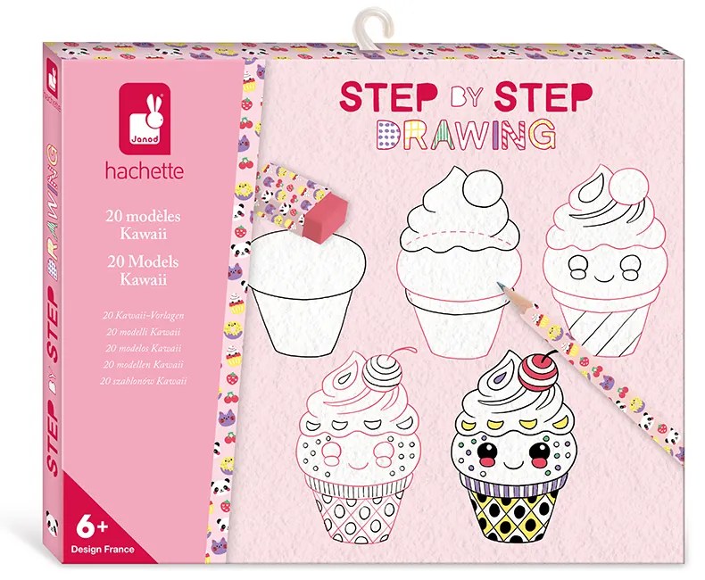 Janod Step by step Kreatívna sada Kreslenie krok za krokom Kawai od 6 rokov