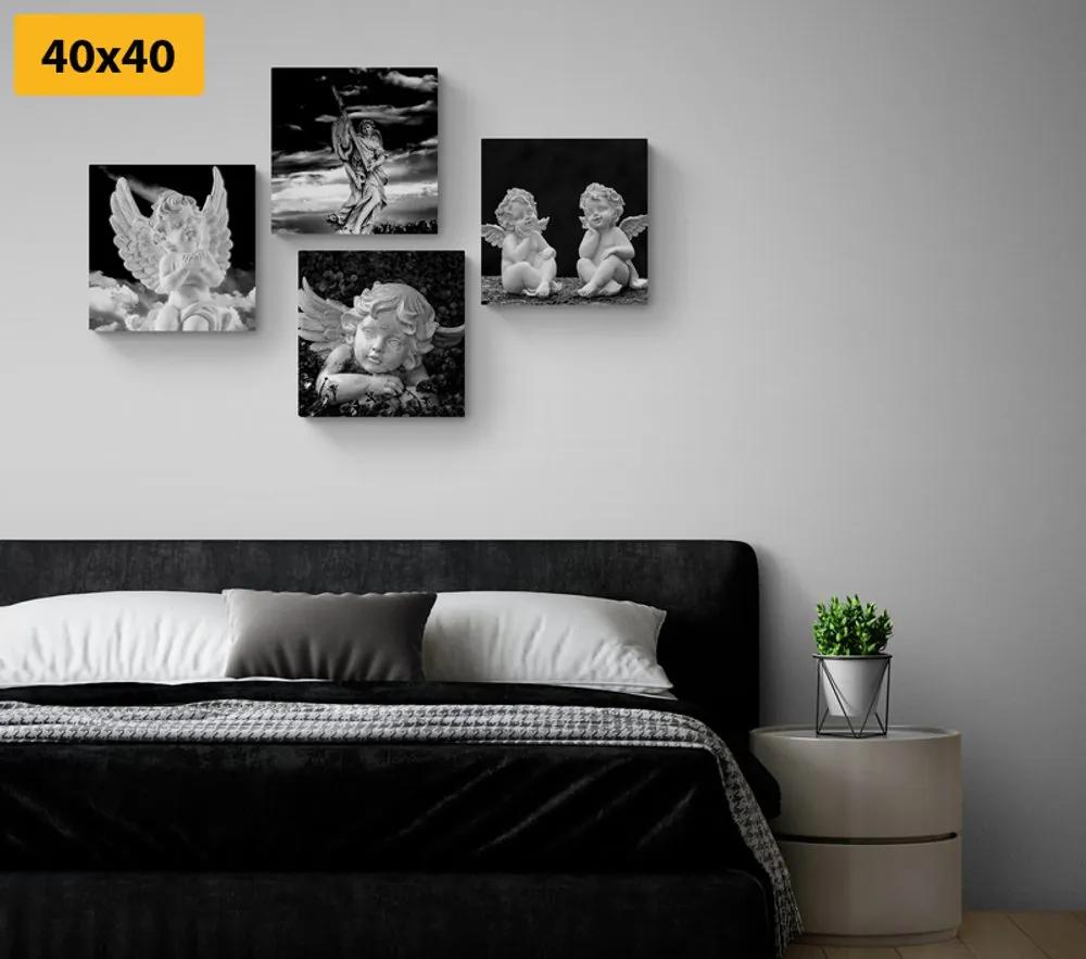 Set obrazov anjeliky v čiernobielom prevedení Varianta: 4x 40x40