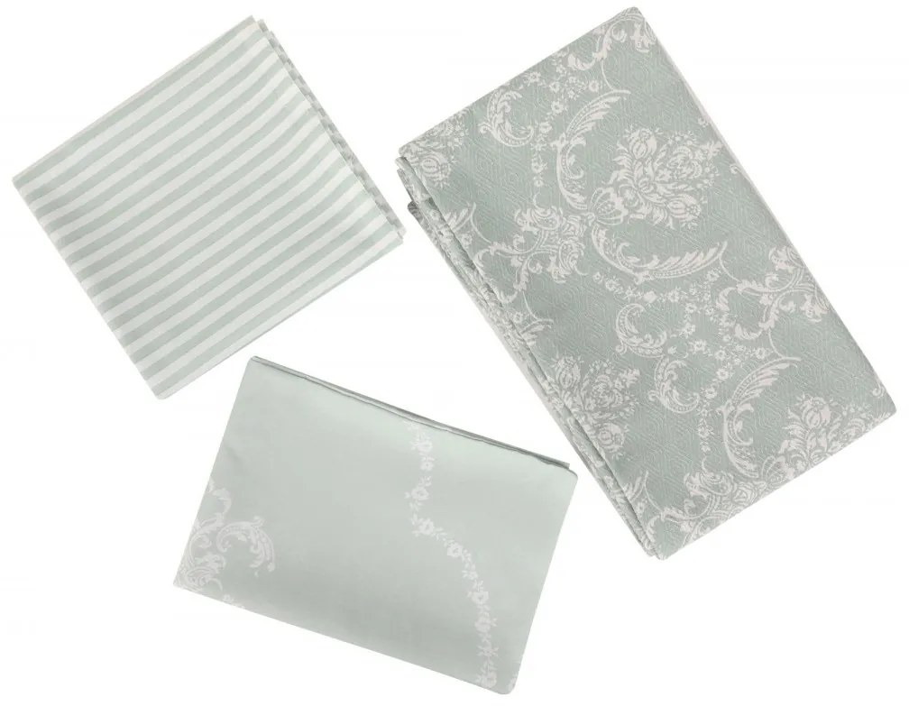 Bavlnený prehoz cez posteľ na dvojlôžko s obliečkami na vankúše a plachtou Čistý zelený