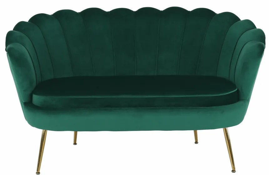 Lavica v štýle Art-deco, smaragdová Velvet látka/gold chróm-zlatý, NOBLIN