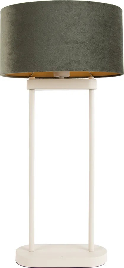 Stolná lampa béžová so zeleným oválnym tienidlom a zlatým interiérom 35 cm - Thijmen