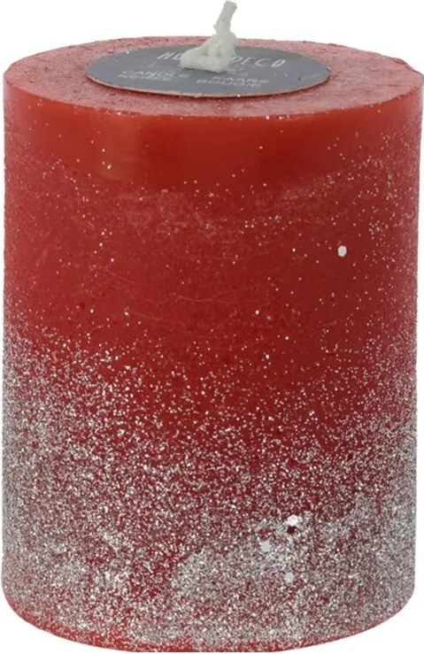 Vianočná sviečka Rustic – červená 9 cm